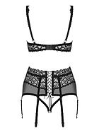 Seductive lingerie set, lace overlay, open crotch